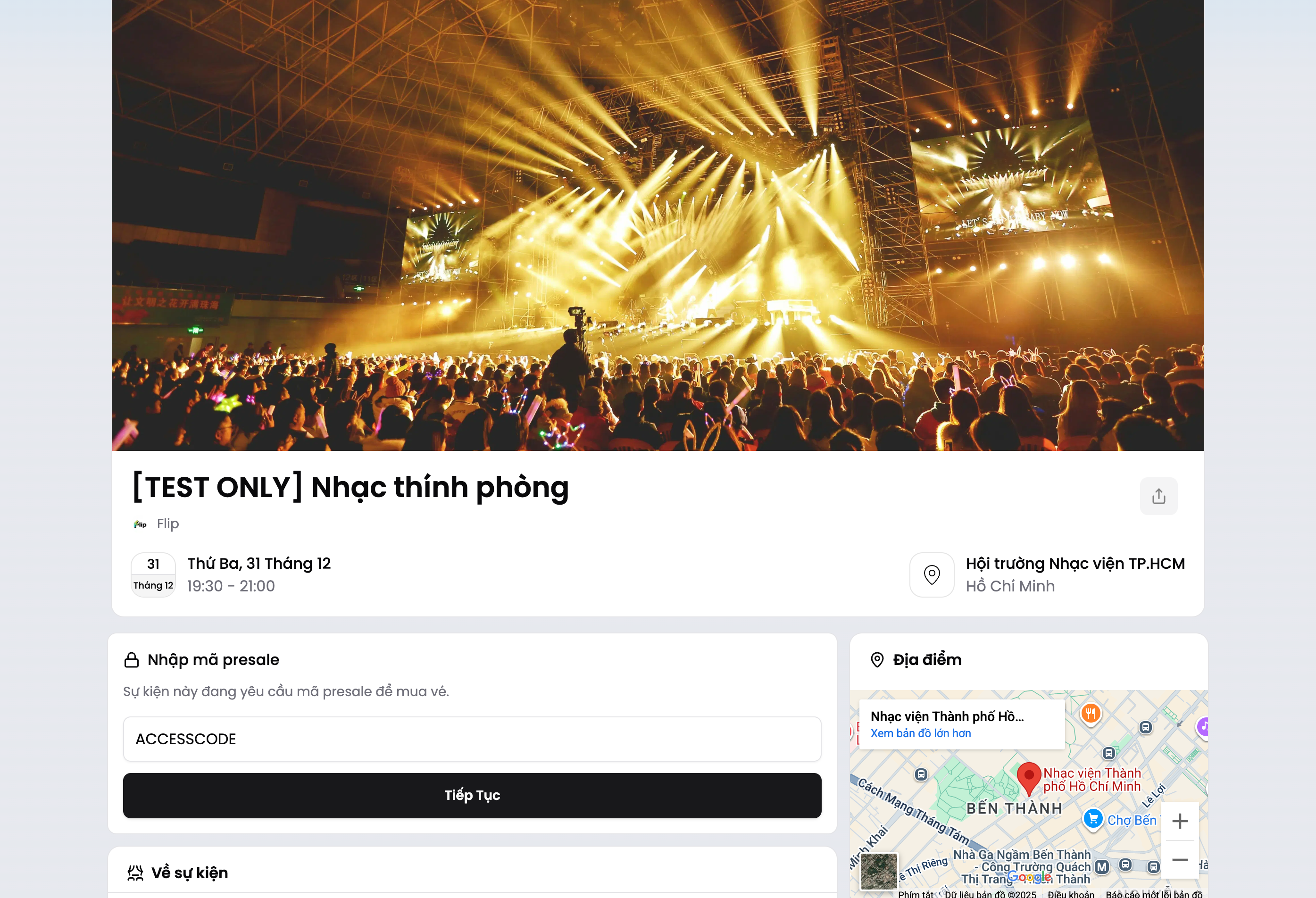 Nhập mã truy cập cho sự kiện thường