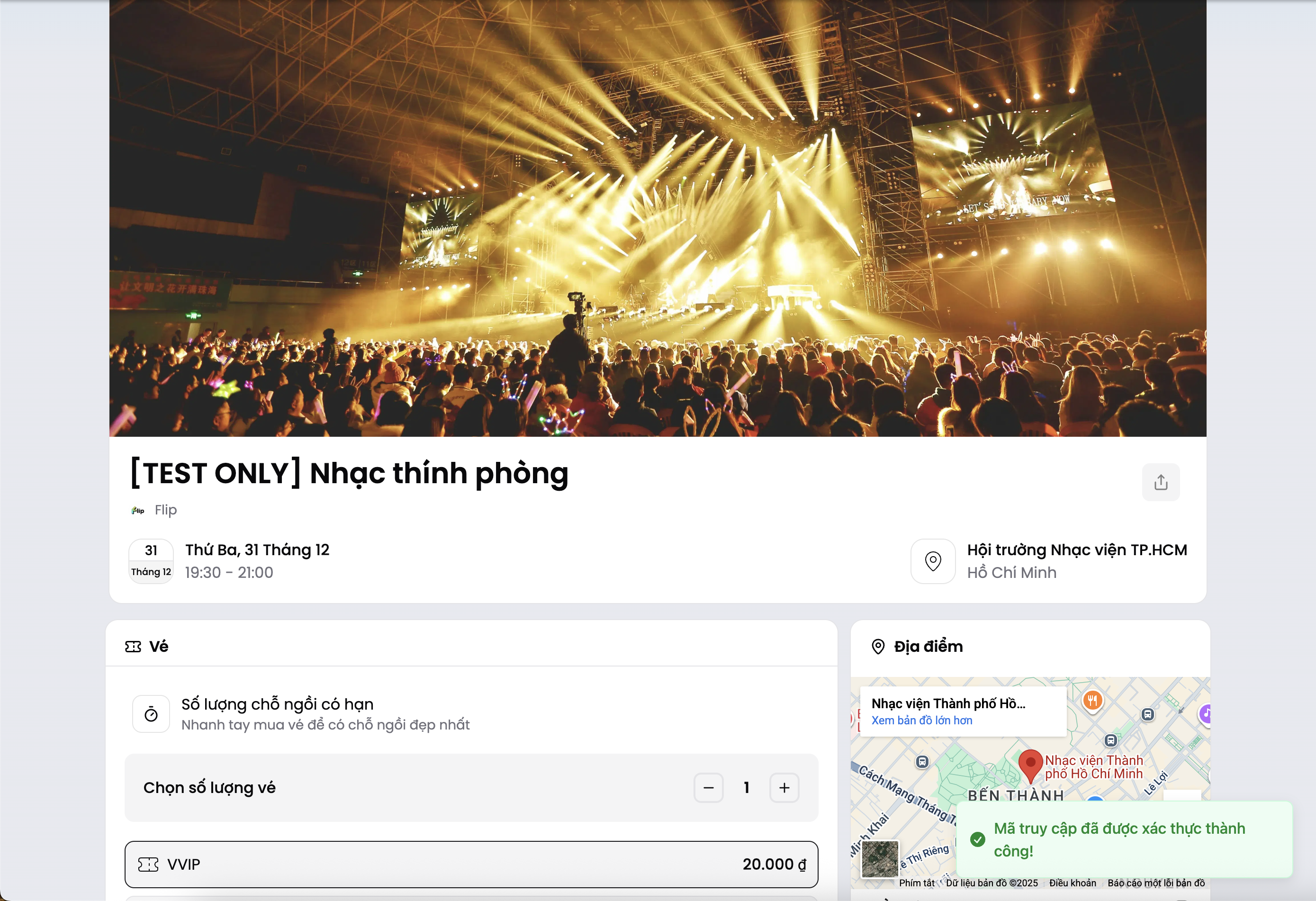 Xác thực mã thành công